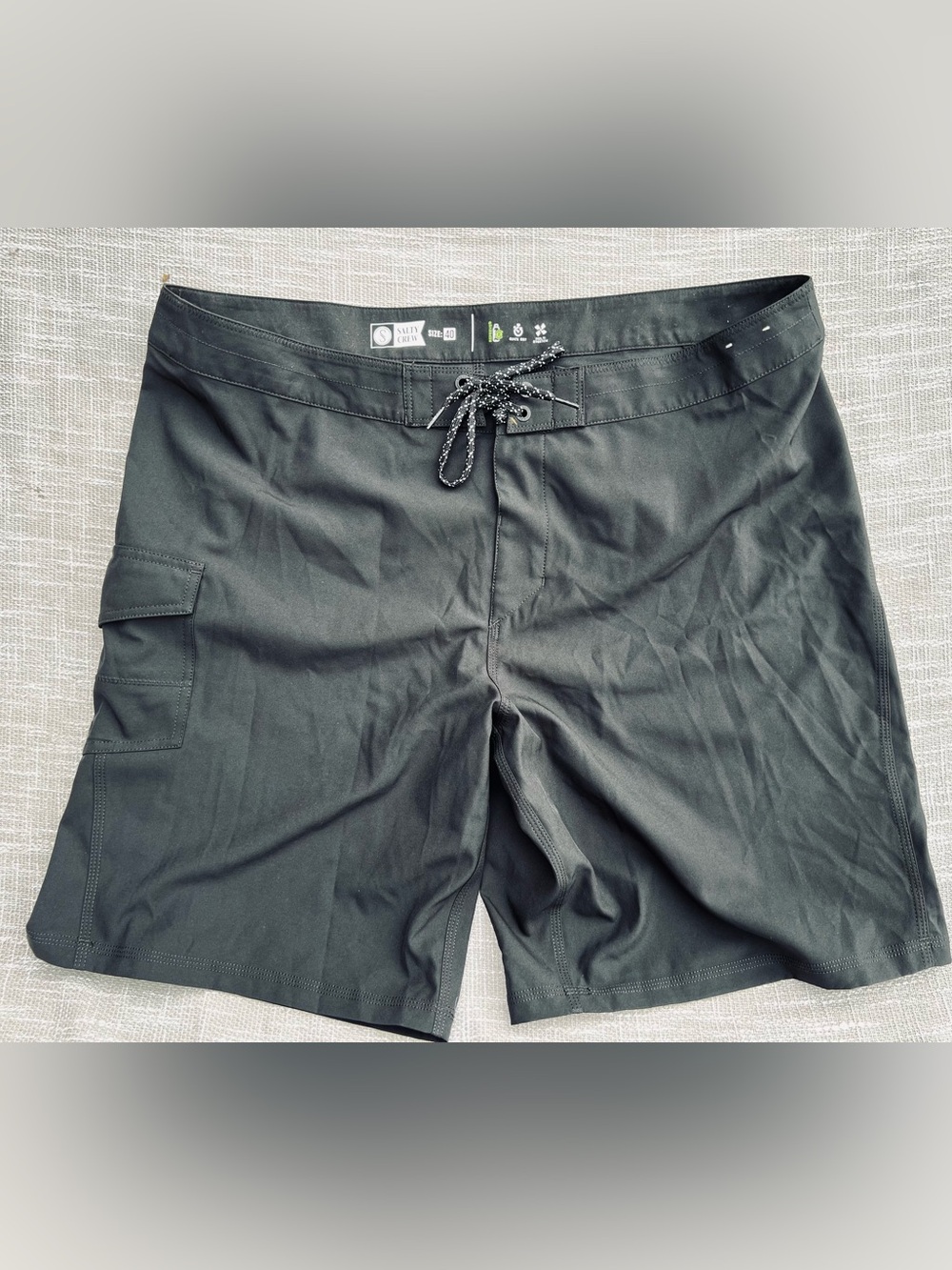 Salty Crew Black Men’s Swim Board Shorts with Side Cargo
